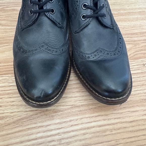 5th Avenue Black Leather Flat Wingtip Lace Up Ankle Boots, 40 eu size - Picture 7 of 8